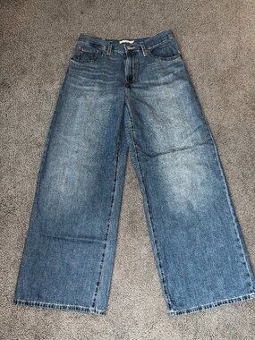LEVI'S BIG E Premium XL Baggy Straight LINEN Denim Jeans - Labeled W28 L31*